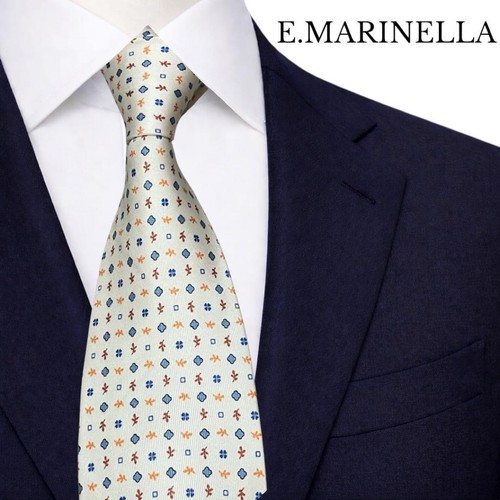 Marinella white fine pattern - white,